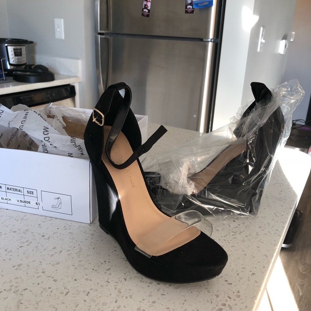 Black Wedges w Clear Strap